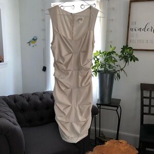 Rubber Ducky USA ~ Satin Ruched Cocktail Dress S Cream